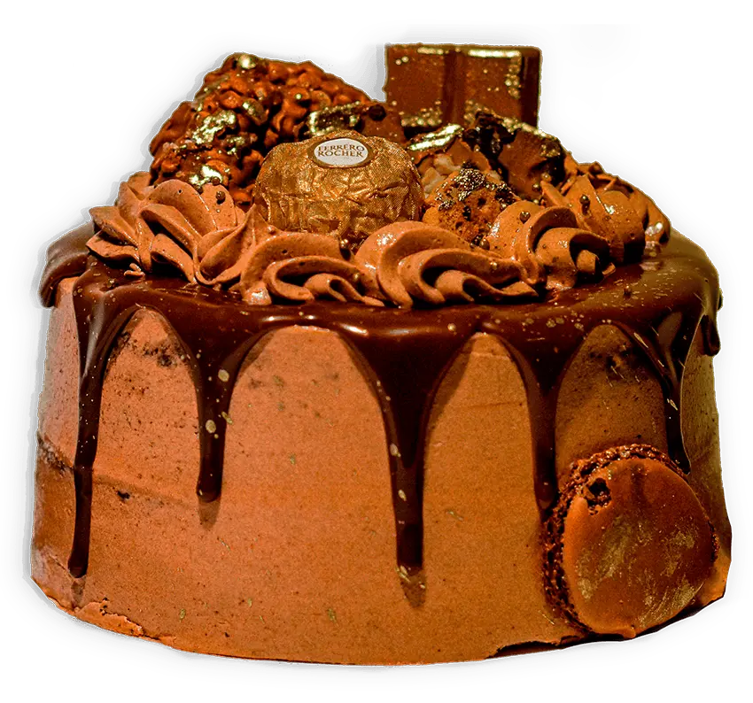 a photograph of a decorated chocolate cake